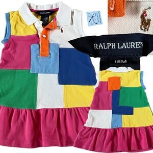 Ralph Lauren Colorful Patchwork Polo Dress Baby Sz 18 Months